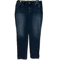 Chico’s Women&#39;s The Platinum Boyfriend Pearl Studded Jeans Size 2R Ankle - £14.45 GBP