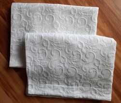 Pair of Charter Club Standard Pillow Shams ~ White Quilted Woven Matelasse Style - £25.85 GBP