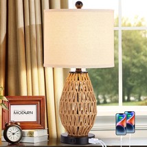 Touch Control Rattan Table Lamps, 3 Way Dimmable Bedside Lamps For Bedroom With  - £87.86 GBP