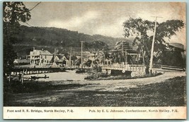 Foot Railroad Bridge North Hatley Quebec Canada DB UNP Postcard EJ Johnson F12 - £13.65 GBP