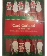 Card Garland 12 wood clips 1 ribbon Rare Christmas upc 713733403405 - £26.79 GBP