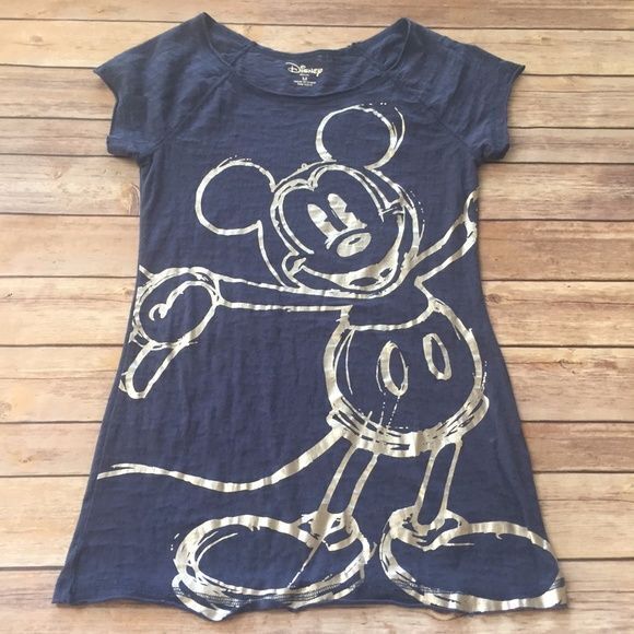 Primary image for Mickey Mouse Silver Foil Lace Distressed Tee