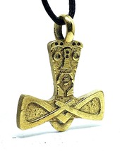 Bronze Thors Hammer Necklace Axe Pendant Protection Rune Reverse Norse-Pagan - £20.24 GBP
