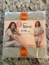 Felina Pajamas 3-Piece PJ Set Shirt Shorts Joggers Soft NWT Plus Size XXL Stars - £19.33 GBP