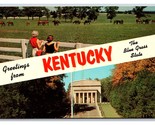 Dual View Banner Greetings From Kentucky KY UNP Chrome Postcard R25 - $3.51