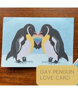 Gay Penguin Anniversary Card | Subtle Pride LGBTQ Love Card | Risograph Style Ga - $2.25