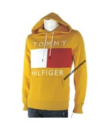 TOMMY HILFIGER NEW MEN&#39;S HOODIE SWEATSHIRT COLORBLOCK YELLOW/WHITE/RED S... - $49.95