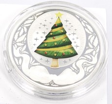 1 Oz Silver Coin 2008 $1 Tuvalu Merry Christmas Decorated Tree Perth Mint - $137.20