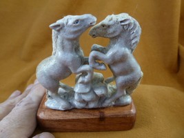 (hor-w18) wild Horses rearing of shed ANTLER figurine Bali detailed stal... - $276.99