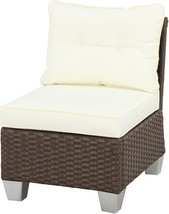 Lokatse Home Outdoor Wicker Sofa Single Armless Chair With Cushion, Beige - $191.95