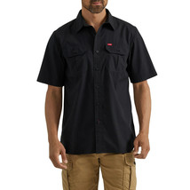 Wrangler® Men&#39;s Relaxed Fit Short Sleeve Twill Shirt, Jet Black Size 3XL - £17.91 GBP