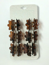 6 PACK - SOPHI HAIR CLIPS - BROWN FLORAL HAIR CLIPS - FREE SHIPPING - £4.89 GBP