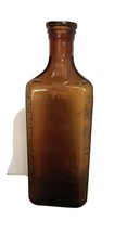 Antique Illinois Glass Amber Liquid Medicine Bottle Embossed ~1910 Fan Shoulder - £10.89 GBP