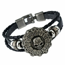 Men&#39;s Punk Skull Spider Death Leather Bracelet Rocker Buckle Bracelet Je... - $16.67