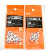 Everbilt Zinc Hex Nuts 1/4in-20 Coarse 2 Packs of 10 #307 690 - £4.44 GBP