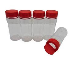 Small 2 OZ Clear Plastic Spice Container Bottle Jar With Red Cap- Set of... - £7.93 GBP