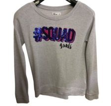 Epic Threads Shirt Long Sleeves Grey Blue Sequins #SQUAD Goals Hi Lo Gir... - $9.49