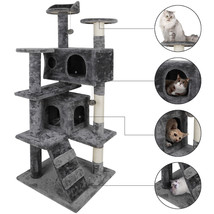 53&quot; Sturdy Cat Tree Tower Kitty Multilevel W/Padded Viewing Perch High Q... - £62.11 GBP