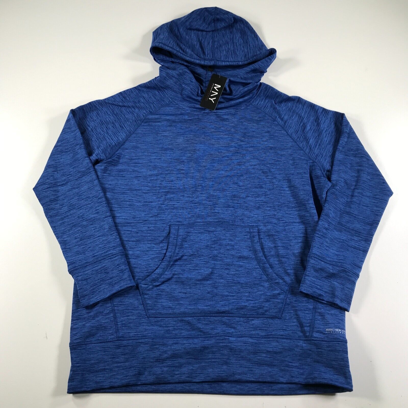 Marc New York Herren XL Sweatshirt Heather Blau Geschnürt Hals Daumen Lö... - $29.69