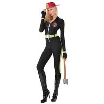 Fired Up Firefighter Woman Black Fancy Dress Up Halloween Sexy Adult Costume LG - £31.80 GBP