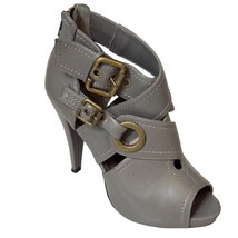 ALDO Shoes Gray Leather Peep Toe Platform High Heel Bootie Women&#39;s Size US 7.5M - £24.87 GBP