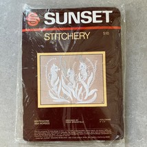 Sunset Stitchery Water Wonderland Whitework Sea Horses Kit #510 4&quot;x5&quot; NIP - $15.99