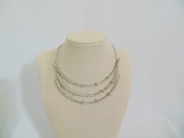 INC Silver-Tone Crystal &amp; Rondelle Bead Triple-Row Necklace L751 $34 - £11.50 GBP