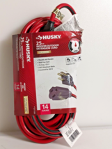 Husky 25 ft. 14/3 Medium Duty Indoor/Outdoor Extension Cord, Red/Black - £19.54 GBP