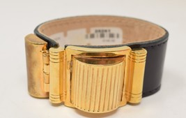 CC SKYE Designer Gold Tone Bracelet Black Leather - £40.60 GBP
