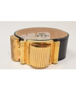 CC SKYE Designer Gold Tone Bracelet Black Leather - £39.70 GBP