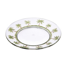 Clear and Green Four Piece Palm Tree Acrylic Service For Four Dinner Pla... - $75.49