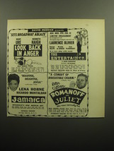 1958 Broadway Plays Ad - Look Back in Anger; The Entertainer; Jamaica - £14.73 GBP