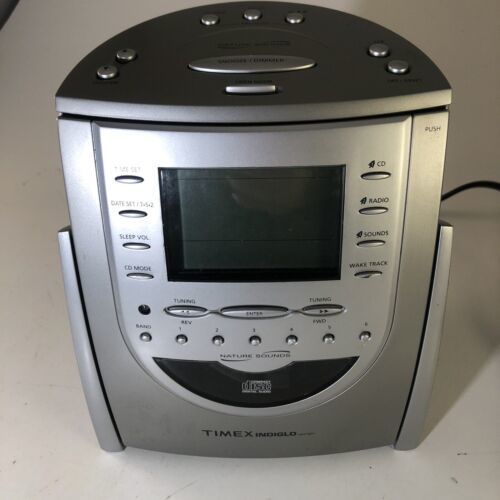 TIMEX INDIGLO T619T Nature Sounds CD Clock Radio Digital Tested