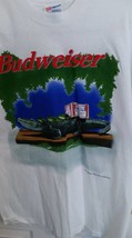BUDWEISER &#39;Gator w/BUD on Dock Ad printed on a large white tee shirt  - £15.63 GBP