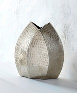 Silver Nickel Finish Vase Uniquely Shaped Home Decor 11&quot; High Aluminum F... - $67.22 CAD