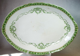 Antique Wedgwood Ideal Oval Platter 16.25&quot; x 11.5&quot; x 1.5&quot; Green Flower Border - £19.61 GBP