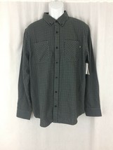 Men&#39;s Vans long sleeve grey black checkered flannel Shirt Size M New tags - $22.49