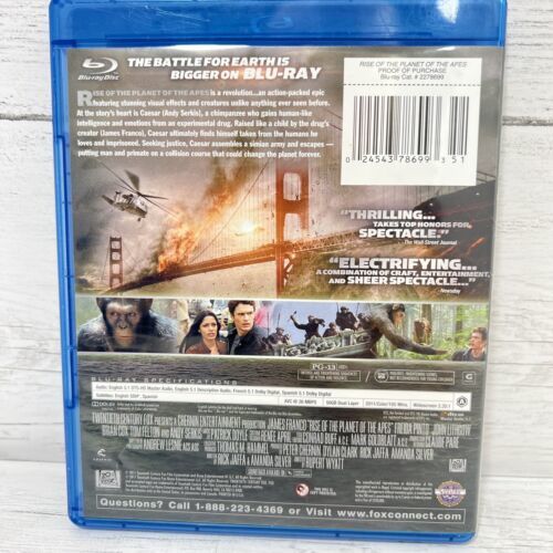 Rise Of The Planet Of The Apes Blu ray 2011 Andy Serkis Caesar Widescreen Item image 5