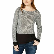 Inc., Metallic Scoop-Neck Pullover Sweater, Black/White, Size Xl - £26.48 GBP