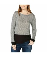 Inc., Metallic Scoop-Neck Pullover Sweater, Black/White, Size Xl - £26.48 GBP