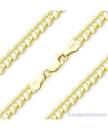 4.2mm Cuban Curb Link .925 Sterling Silver 14k Yellow Gold-Plated Chain ... - $78.64