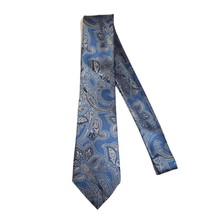 Men's 100% Silk Necktie By Bruno Piattelli Paisley Floral Fancy BP11 Blue Gray image 2