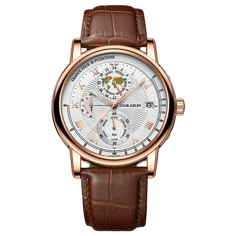 2024 Mens   Fashion Leather Strap Waterproof  Watch For Men Map Nautical Element - £94.92 GBP
