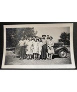 B&amp;W Jones Family Portrait Photo in Front Of A 1940&#39;s Cadillac Sedan - £5.18 GBP