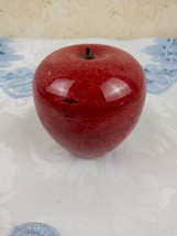 Marble Stone Paperweight Heavy Red Apple 3&quot; - $14.84