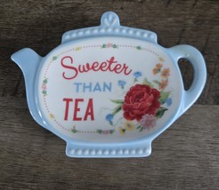 Pioneer Woman Tea Bag Holder or Spoon Rest Sweeter Than Tea Sweet Rose P... - $11.87