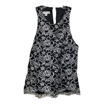 Bebe Womens Black Silver Floral Lace Lined Sleeveless Tank Top Size Small - $12.99