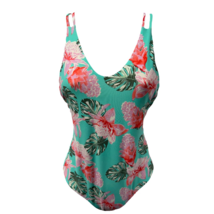 Vanilla/Beach Womens One Piece Swimsuit Multicolor Floral Tie Back Scoop... - £13.94 GBP
