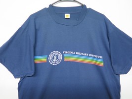 Vtg 70s 80s Velva Sheen Virginia Military Institute Rainbow Stripe T Shirt Rare - £35.42 GBP