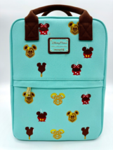 Disney Parks Loungefly Mickey Mouse Snacks Treats Canvas Backpack Blue N... - $140.94 CAD